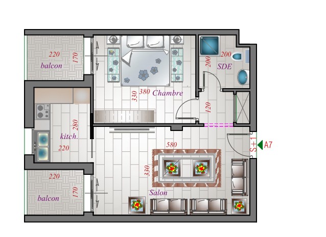 A VENDRE S+1 – LA SOUKRA -TEL 56306032 – FB.7539